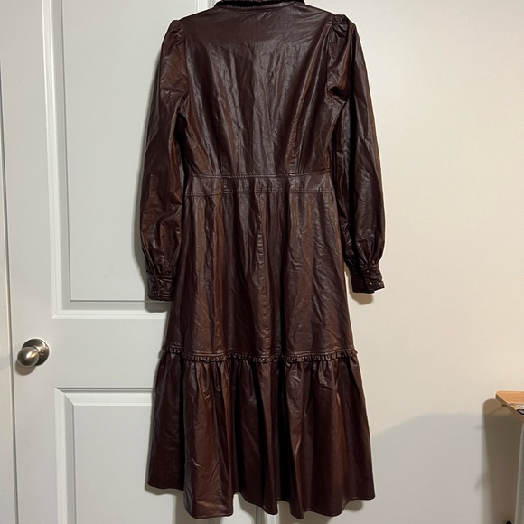 Nicholas Burgundy Faux Leather Button Down Larisa Dress Size 2 US $525 - Picture 4 of 7